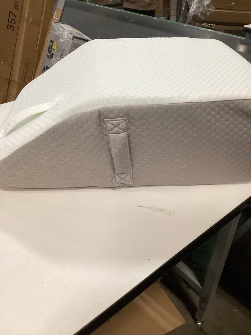 Condition photo showing Good Condition for Leg Pillow Elevation Blood Circulation, Leg Elevation Pillows for After Surgery, Swelling, Leg Elevating Pillows with Cover and Handle, Leg Pillow for Pain Relief, 23.6×16.8×8 Inch, White/Grey White/Grey Leg Pillow