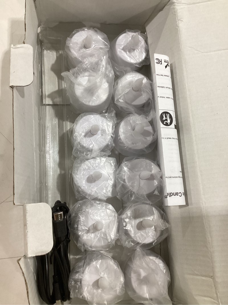 Condition photo showing Good Condition for esup rechargeable tea lights candles 12pcs flameless flickering candles with remote control timer & charging base, decoration parties, weddings, bar, family, dinner outdoor picnic