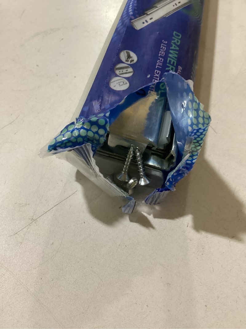 Condition photo showing As Is for LONTAN 1 Pair 22 Inch Side Mount Soft Close Drawer Slides 3 FOLD Full Extension Drawer Glides - 4502S3-22 Heavy Duty Ball Bearing Cabinet Rails with Rear Mounting Brackets 100 LB Capacity soft close-22inch 1 Pair+ Brackets