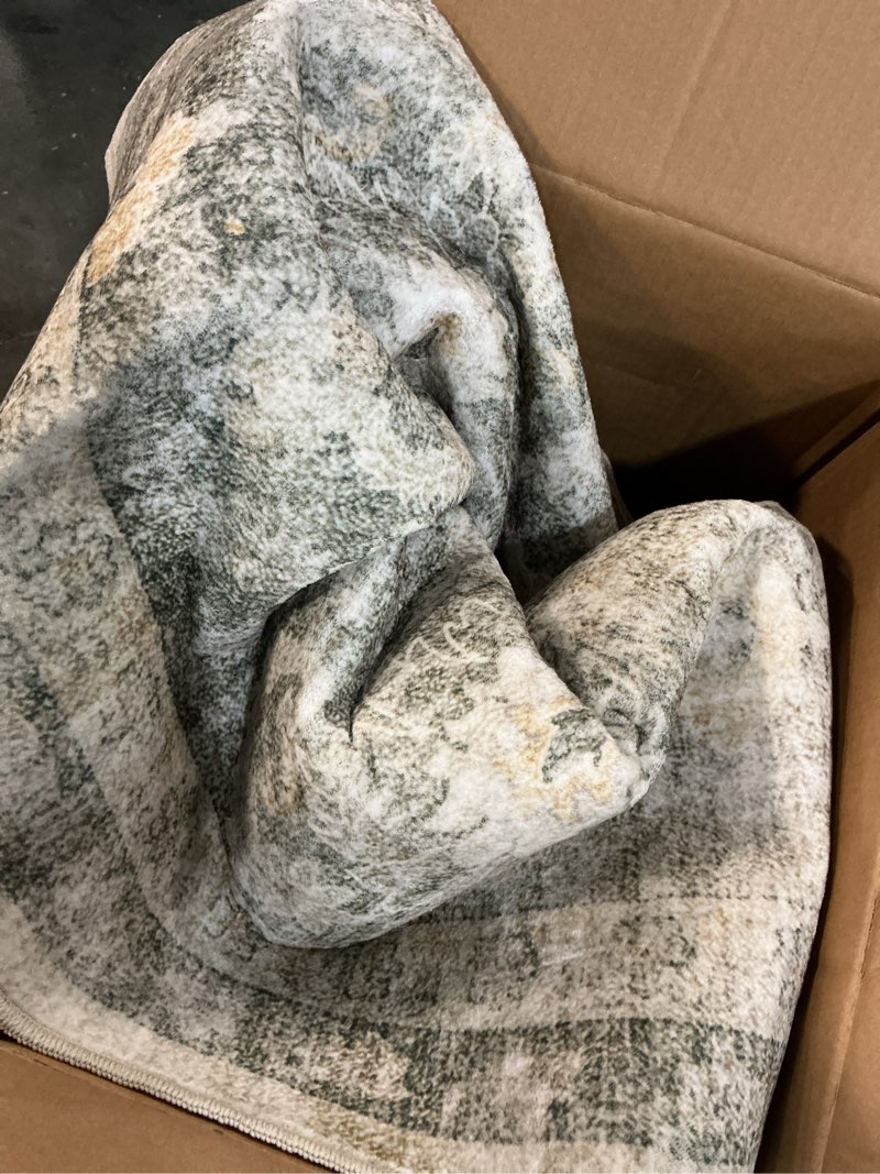 Condition photo showing Good Condition for Area Rugs 8'x10' Washable Non-Slip, Floral Vintage Distress Print Pattern Medallion Carpet for Living Room Bedroom Dining Room, Brick Red Rust Neutral Brown Burnt Orange Green Brick/Brown/Green 8' x 10' (Rectangular)