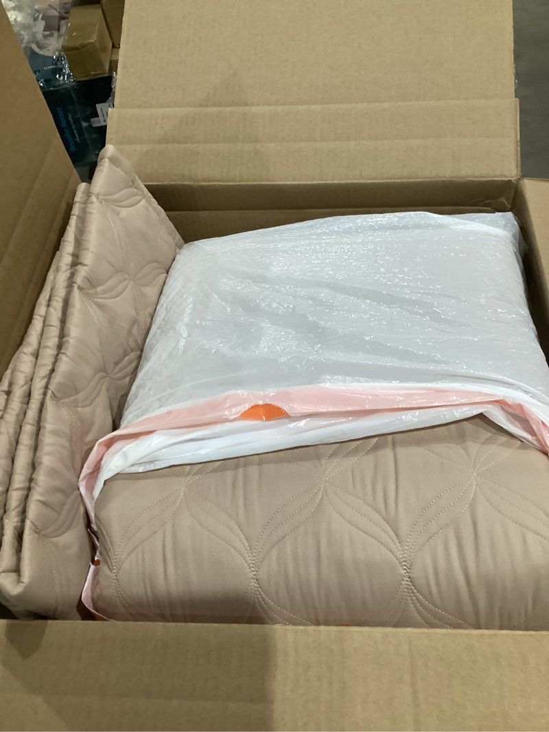 Condition photo showing Good Condition for Litanika Oversized King Quilt Bedding Set,120x120Inch Super King Taupe Comforter Bedspreads Lightweight Bed Coverlets Boho Bedding Cover Decor All Season, 3 Pieces (1 Quilt, 2 Pillowcases) 14 - Taupe Super King