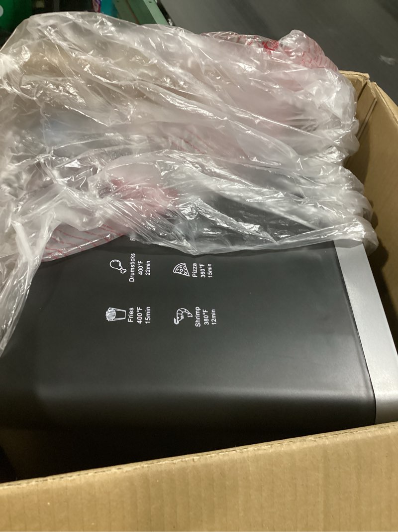 Condition photo showing Good Condition for 10QT Air Fryer Toaster Oven Combo with 10 Presets, Family Size Compact Oven for Roasting Whole Chicken/Double Cooking, Stainless Steel Interior, Easy Clean, Includes 2 Accessories & Recipe Black