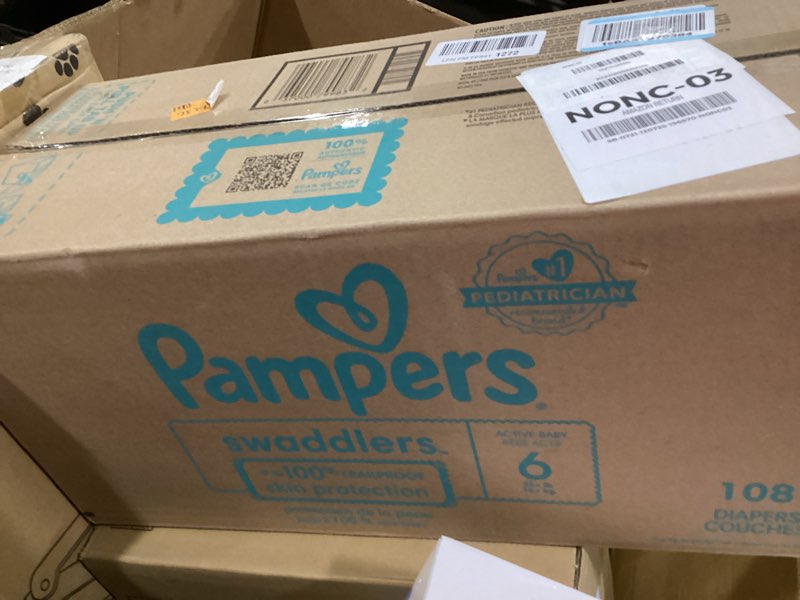 Condition photo showing New/Like New for Pampers Swaddlers Diapers, Size 6 (23-44 lbs), 108 Count, Absorbent, Keeps Baby Dry and Comfortable, Skin Safe Disposable Baby Diaper (Packaging May Vary) Size 6 108