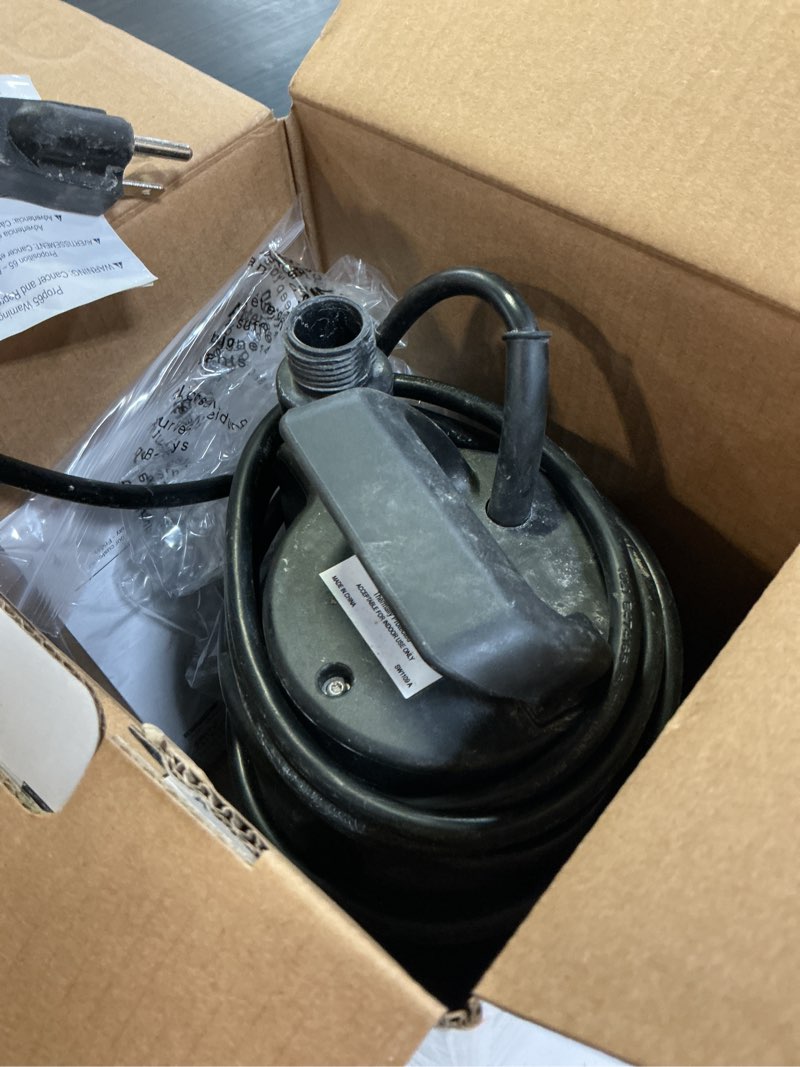 Condition photo showing As Is for utilitech 1/3-hp 115-volt thermoplastic submersible utility pump
