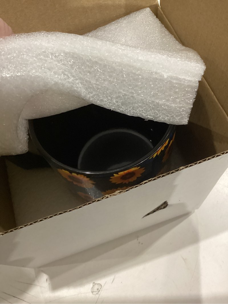 Condition photo showing Good Condition for Sunflower Coffee Mug Ceramic Tea Cup With Handle Funny Porcelain Mugs for Women Dishwasher Microwave Safe 11oz Dark Blue