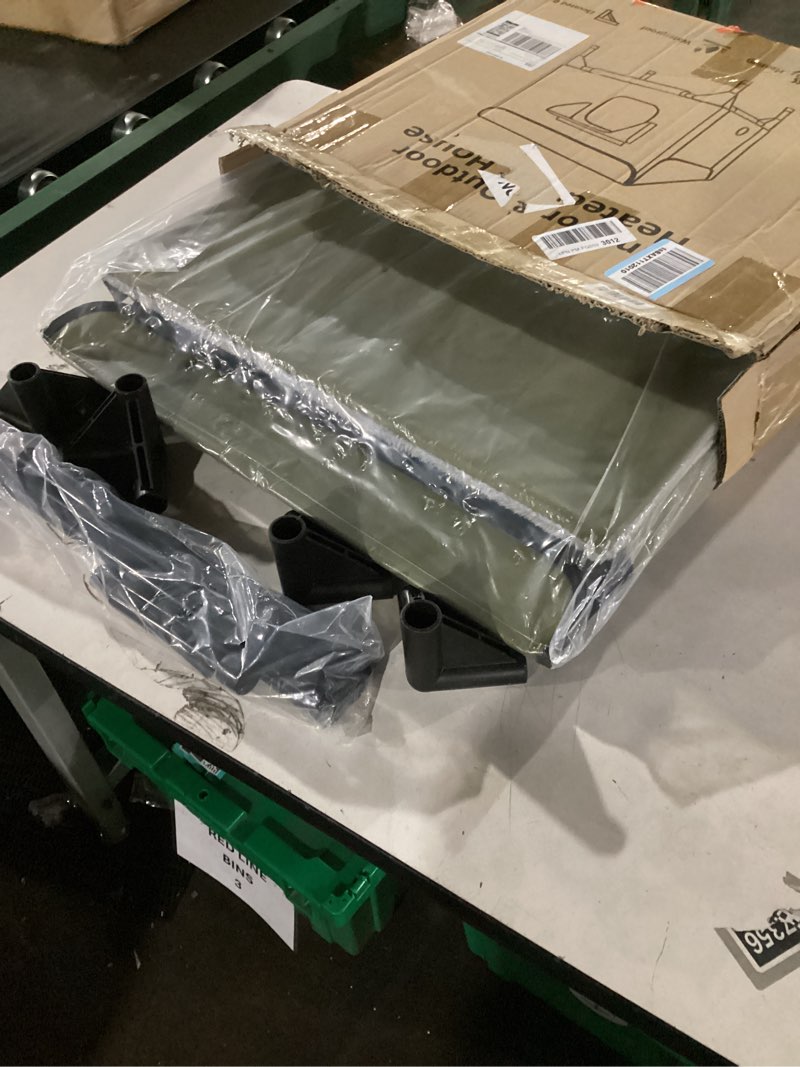 Condition photo showing New/Like New for Heated Outdoor Cat House for Outside Winter, Insulated Weatherproof Cat Shelter with Slanted Roof, Escape Door & Heating Pad, Elevated Kitty Bed Feral Cat House for Outdoor Cats Stray Barn Cat (Green) Fabric-greenS