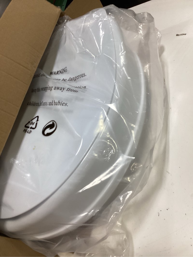 Condition photo showing Good Condition for raised toilet seat with lid for elderly, 4" high toilet seat for elongated or standard commode, raised toilet seat for seniors, handicap toilet seat riser with cover