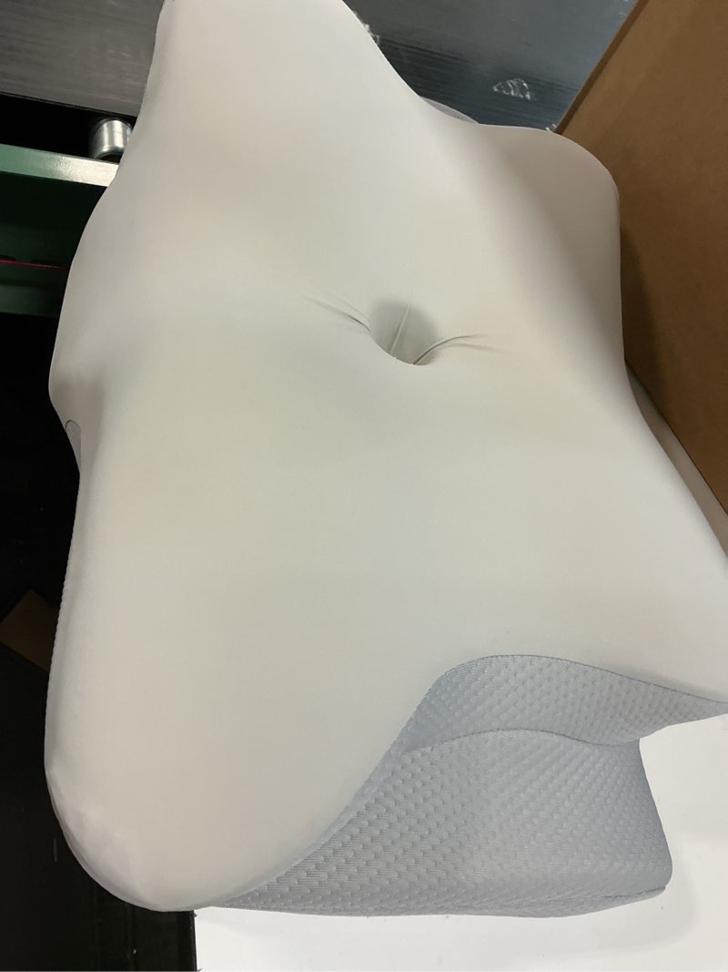 Condition photo showing As Is for DONAMA Cervical Pillow for Neck and Shoulder,Contour Memory Foam Pillow,Ergonomic Neck Support Pillow for Side Back Stomach Sleepers with Pillowcase Light Grey Queen Size 24.8"Lx14.96"Wx5.51"H