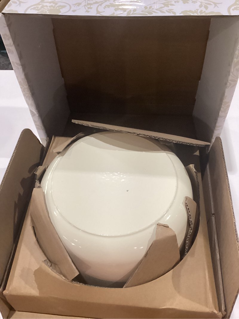 Condition photo showing New/Like New for 5 qt enameled cast iron dutch oven with lid, cream | for sourdough bread baking, oven safe to 500°f, works on all stovetops, serves 4-6 cream white 5qt
