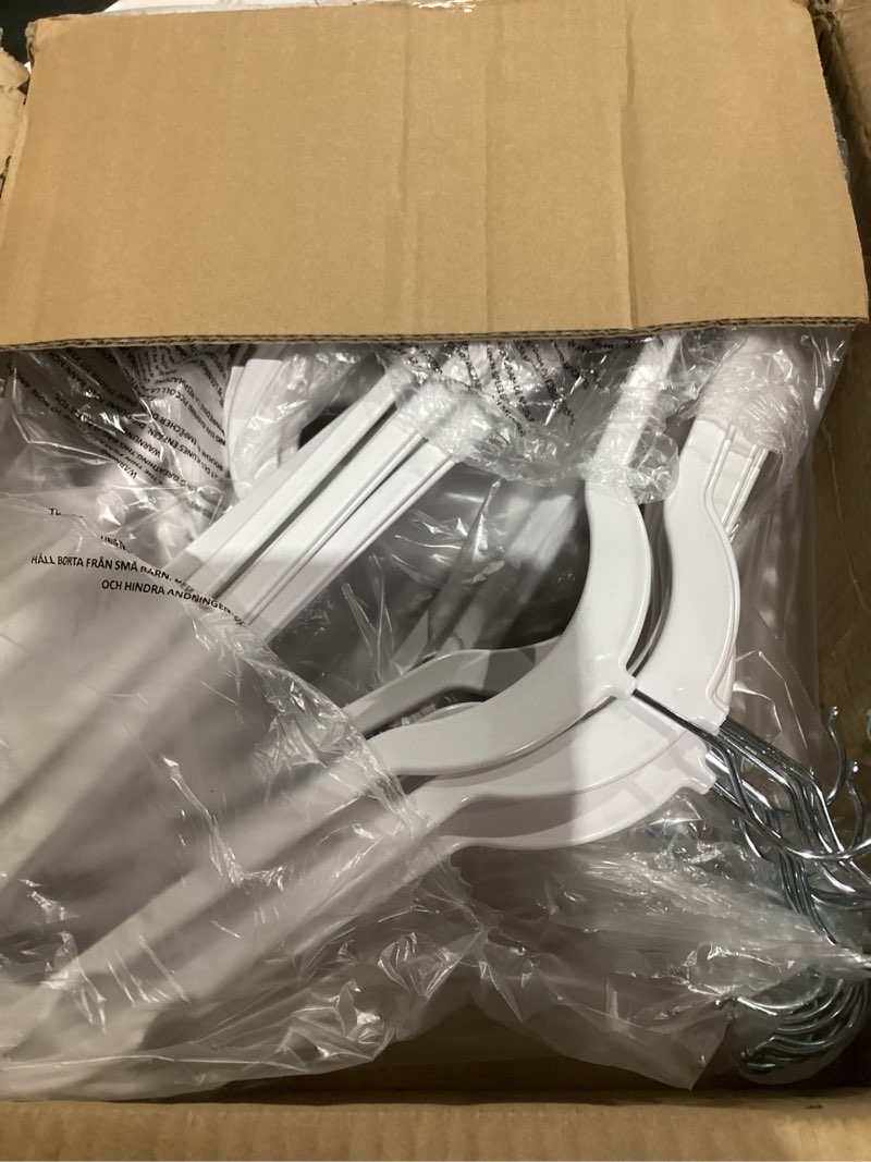 Condition photo showing As Is for SMARTOR Plastic Hangers 50 Pack - Thin Clothes Hangers Heavy Duty | Durable | Lightweight | Space Saving | Slim | Flexible - Dorm Room Essentials for College Students - White White Pack of 50