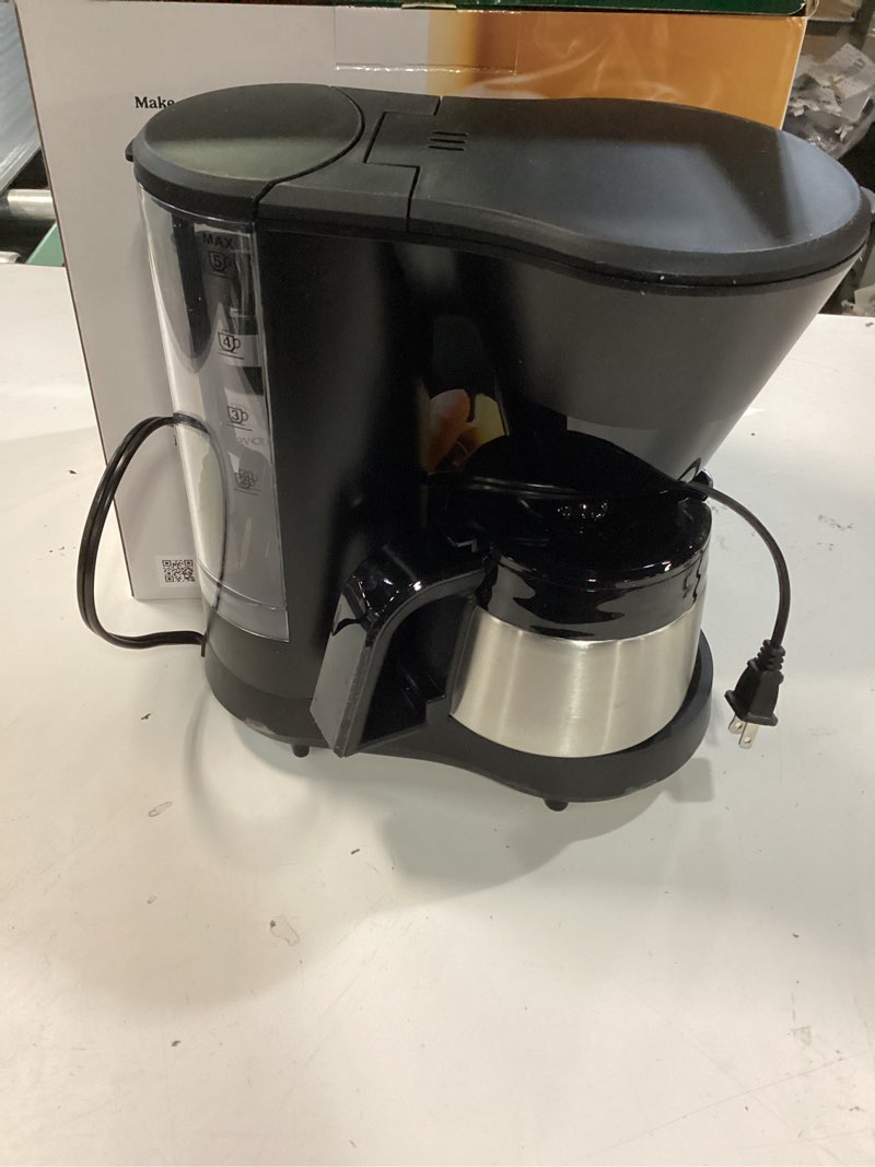 Condition photo showing Good Condition for cuisinart 5-cup coffee maker with stainless steel carafe, coffee machine with removable water reservoir, charcoal water filter, 30-minute keep warm, and brew pause, dcc-5570nas, stainless steel