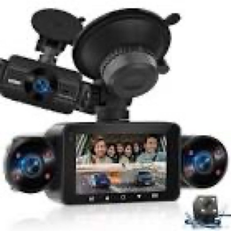 NHOPEEW Dash Cam Front and Rear Inside, 4 Channel Dash Cam 3" IPS Screen Front and Back with 8 IR Ni