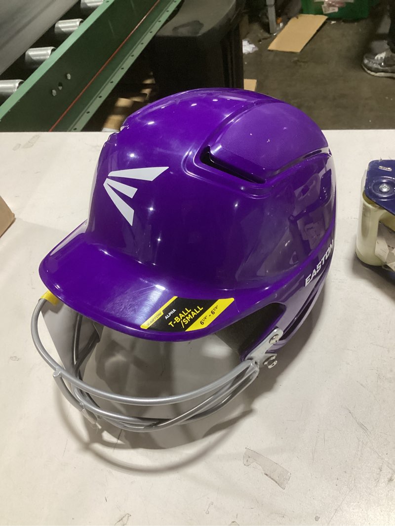 Condition photo showing Good Condition for easton | alpha batting helmet with facemask | t-ball/fastpitch softball | multiple sizes/colors purple t-ball/small (6 1/4 - 6 7/8)