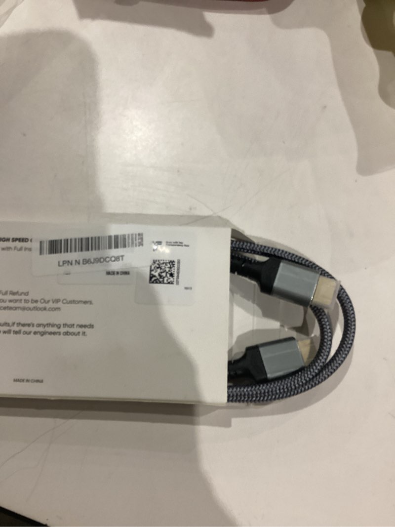 Condition photo showing As Is for Highwings 8K@60 Long HDMI Cable 15FT, 48Gbps 2.1 High Speed Gaming HDMI Cord 4K120 144Hz RTX 3090 eARC HDCP 2.2&2.3 Compatible for PS5, SoundBar, AVR, UHD TV 15 feet Grey