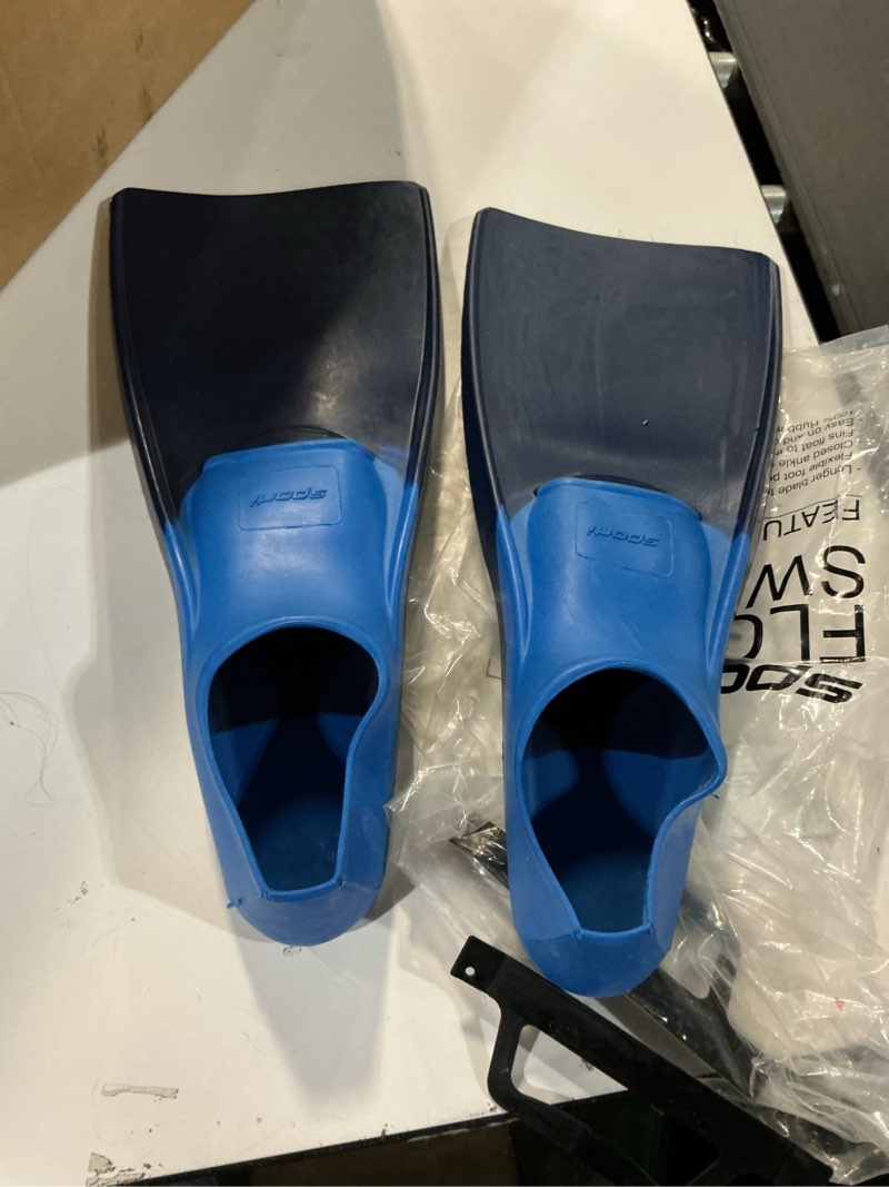 Condition photo showing Good Condition for (M 8-9 )Sporti Adult-Kids Swim Fins for Pool Lap Swimming - Long Floating Fins for Swimming & Snorkeling - Swim Flippers for Training M 8-9 / W 9-10 Navy-Blue