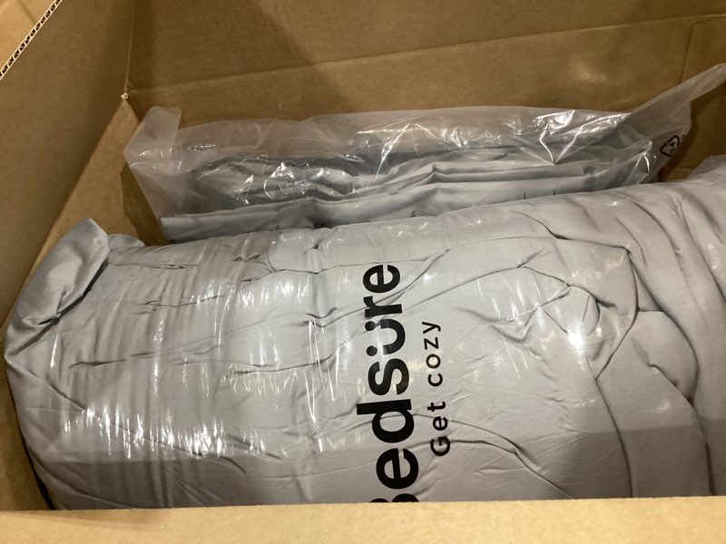 Condition photo showing Good Condition for bedsure queen comforter set grey - bed in a bag queen size bedding 7 pieces, gentlesoft™ pintuck bed set gift for family, all season down alternative comforter with sheets, pillowcases & shams queen 01 - grey