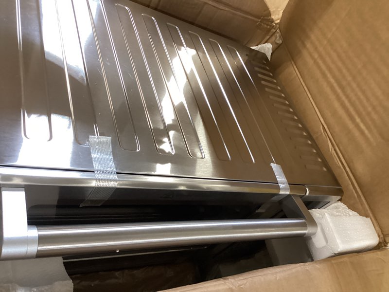 Condition photo showing As Is for nuwave bravo xl pro air fryer toaster oven, improved 100% super convection, quicker & crispier results, 100 presets, multi-layer even cooking, 50-500f, smart probe, pfas free, 30qt, stainless steel