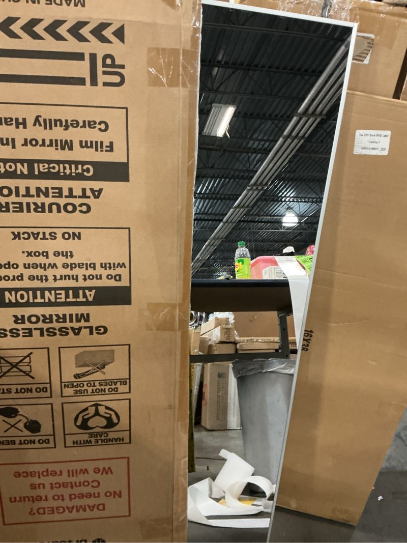 Condition photo showing Good Condition for brisafe 48"x16" Magnetic Wall Mirror, Full Length Mirror with Tool-Free Installation, Shatterproof Nano Glass, Ultra Clear, Frameless Design for Bedroom, Closet, Door, Gym – Silver Silver 48"L x 16"W