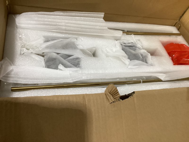 Condition photo showing Good Condition for 2-Light Modern Brushed Titanium Gold Wall Sconce with Clear Glass Crystal Luxury Wall Light Fixtures for Bedroom Living Room Bathroom Vanity Mirror Light Fixtures Set of 2