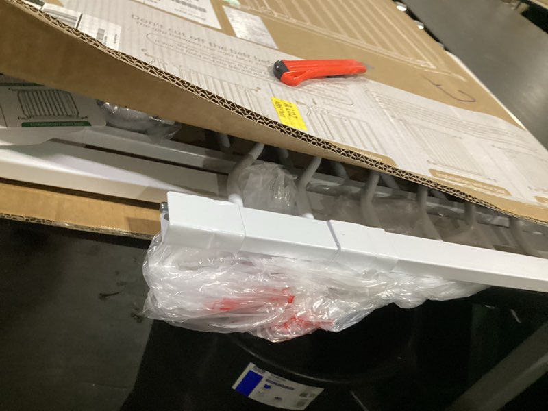 Condition photo showing As Is for mom's choice-grownsy baby gate for stairs, 29.5"-48.4" pressure mounted baby gate for top of stair&doorway with v-shaped rods, anti-trip pedal, extra wide stairs dog gate easy install w/red reminder white 29"-48"*30"