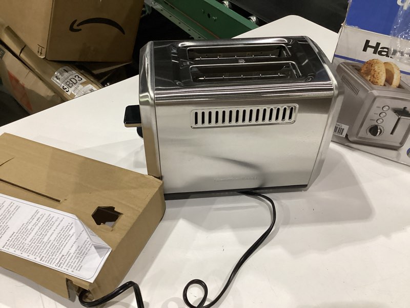 Condition photo showing Good Condition for hamilton beach modern 2 slice stainless steel toaster with extra - wide slots 22794g: 850w, metal, hand wash, silver