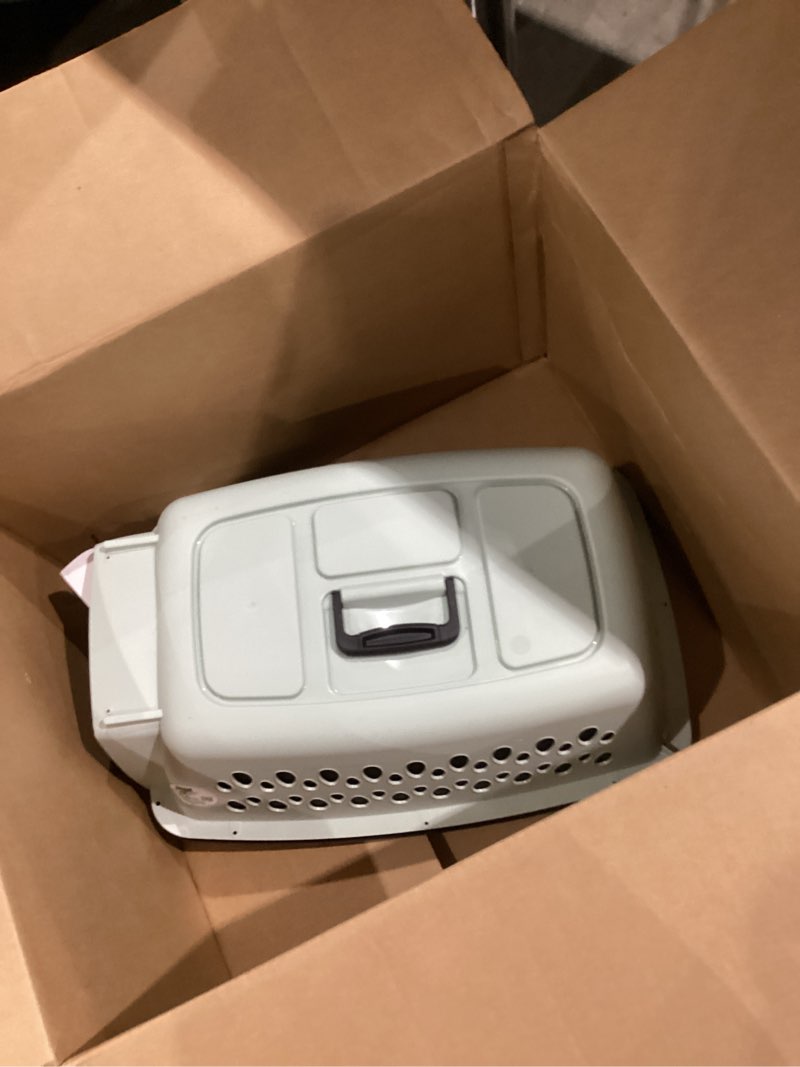 Condition photo showing Good Condition for Petmate Pet Porter Fashion Dog Kennel Plastic Crate for Pets 15-20 lbs, Pet Carrier For Home and Travel, Made in USA, 24" L x 14.5" H, Pale Aqua and Black 24.1"L x 16.7"W x 14.5"H Aqua Blue/Black