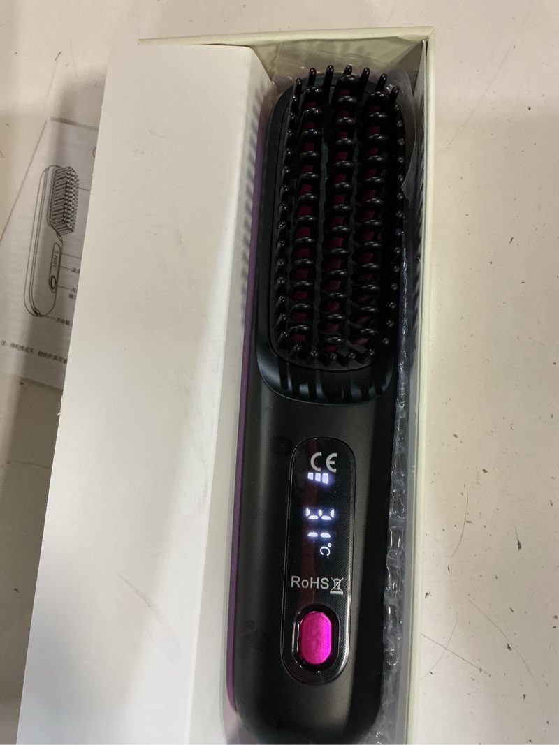 Condition photo showing Good Condition for upgrade 6400 mah cordless hair straightener brush portable mini hair straightener with long battery life, 2026 new travel rechargeable straightening comb with temperature display for women(black)