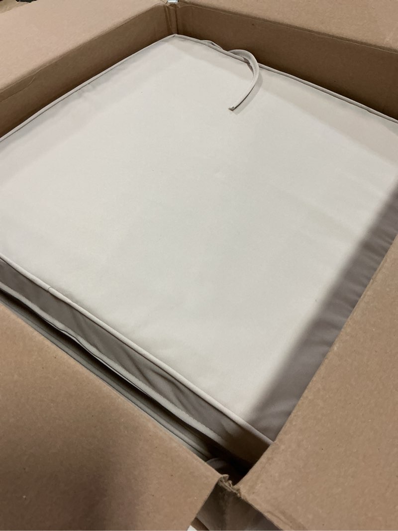 Condition photo showing Good Condition for Outdoor Chair Cushions Set of 2 for Patio Furniture 19x19x4 Inch Waterproof Patio Chair Cushion 3 Year Color Fastness Square Elastic Foam Garden Sofa Couch Pads with Ties and Handle,Beige 19 x 19 x 4 IN Beige