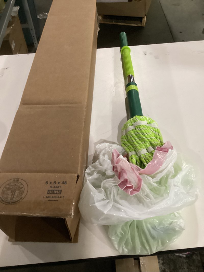 Condition photo showing As Is for pine-sol microfiber mop self wringing – easy squeeze twist design for wet mopping | household cleaning tool for tile, linoleum, laminate floors | extendable metal handle twist mop