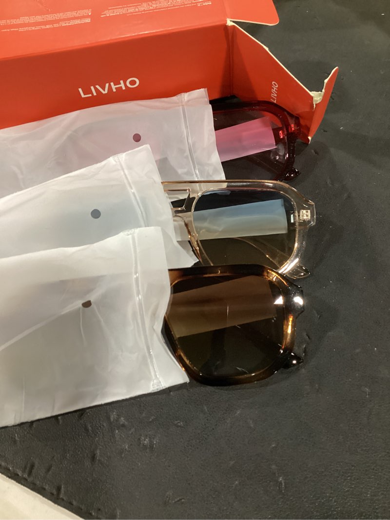 Condition photo showing Good Condition for (similar) livho 3 pk oversized eyewear frame for woman and men - rectangle fashion glasses for computer, chic preppy frame chunky *coco tortoise