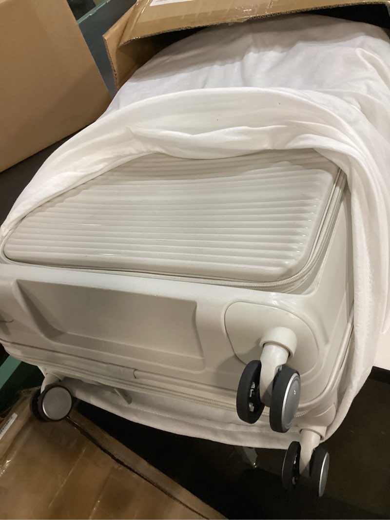 Condition photo showing Good Condition for samsonite paralux medium checked luggage - innovative design - quick access front pocket - dual suspension wheel technology - tsa lock - expandable - includes removable packing cubes - stone grey medium checked stone grey