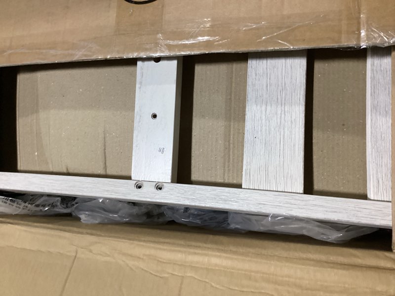 Condition photo showing Good Condition for signature design by ashley skempton | 2-count 24" counter-height upholstered bar stools – coastal chic ladder-back, antique white whitewash