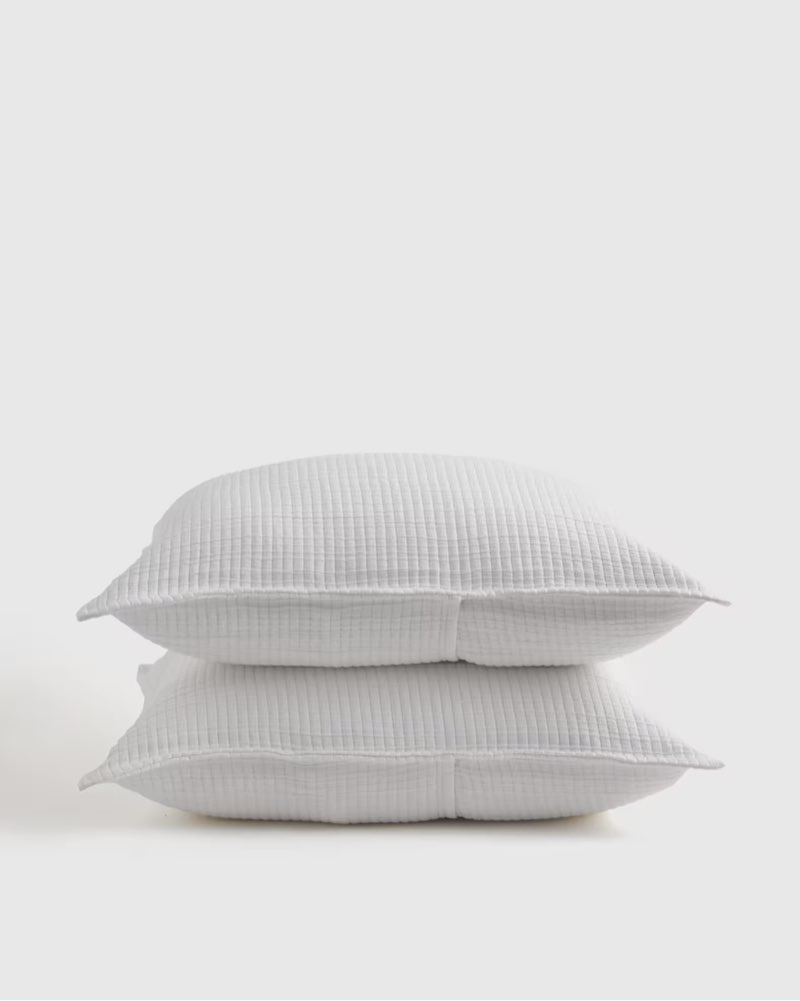 Organic Ribbed Cotton Shams, Green (20x26in)