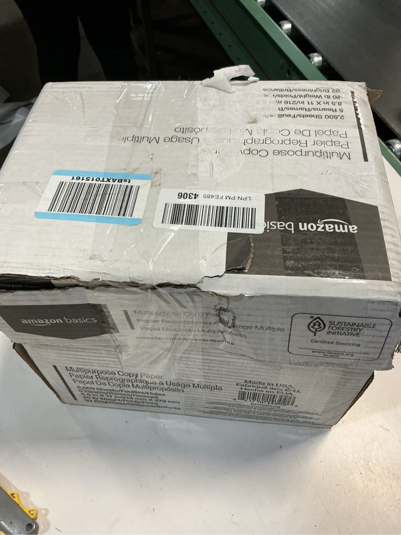 Condition photo showing New/Like New for Amazon Basics Multipurpose Copy Printer Paper, 8.5" x 11", 20 lb, 5 Reams, 2500 Sheets, 92 Bright, White