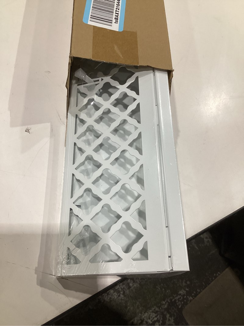 Condition photo showing As Is for Blulu 1 Pcs 18 Inch Baseboard Register Duct Opening Size Modern Design Vent Covers for Home Floor Wall Baseboard Air Covers Supply Floor Diffuser Including Screws (White) White 1