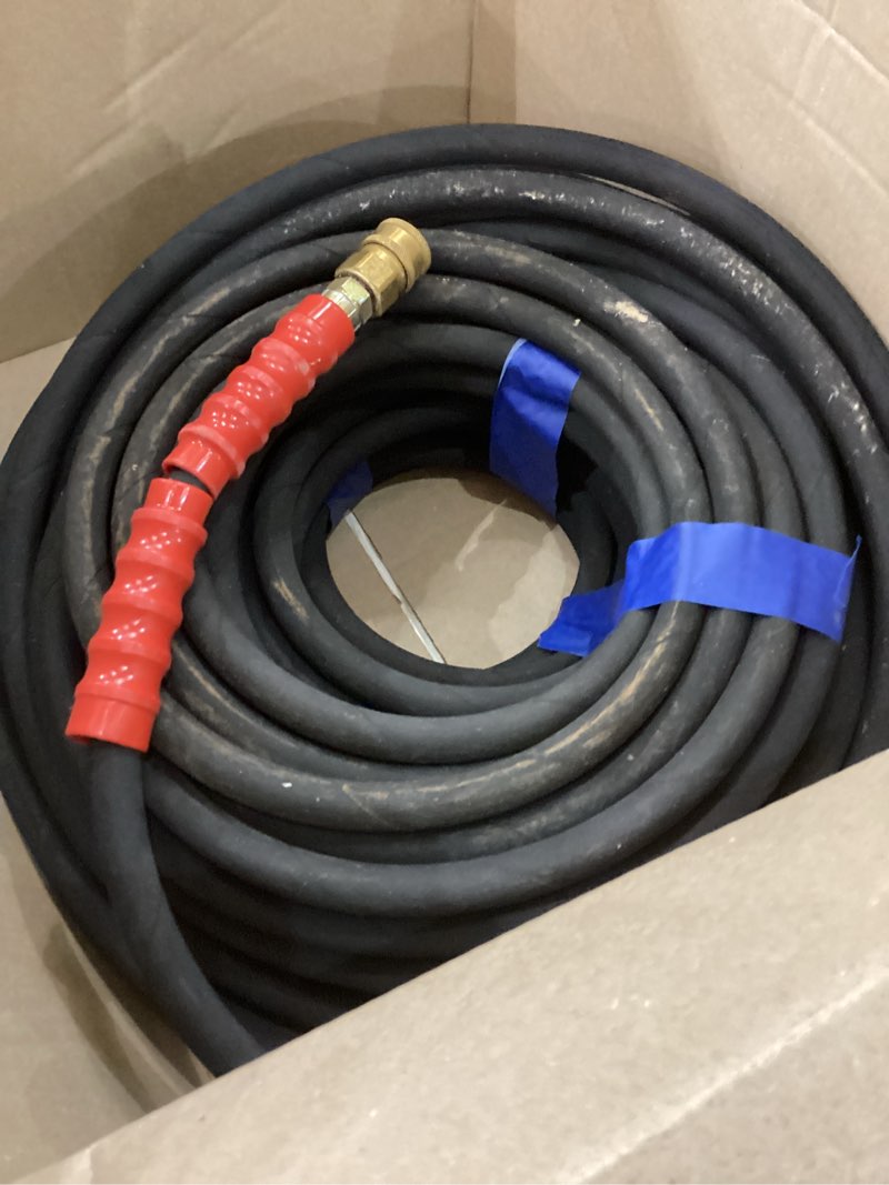 pohir pressure washer hose 100 ft 3/8 inch for cold and hot water 248°f end 3/8'' quick connect, 4800psi kink resistant industrial grade steel wire braided, 2pcs m22-14mm swivel to 3/8'' adapter kit 100ft