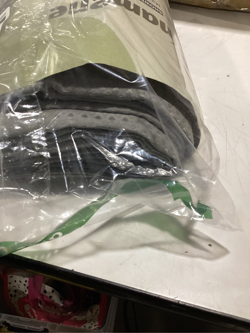 Condition photo showing Good Condition for Dynamene Grey Fabric Shower Curtain for Bathroom - Waffle Weave Textured Heavy Duty , 256GSM Hotel Luxury Weighted Cloth Bath Curtain Set with 12 Plastic Hooks,72x72, Grey/Gray Grey 72"W x 72"L (Pack of 1)