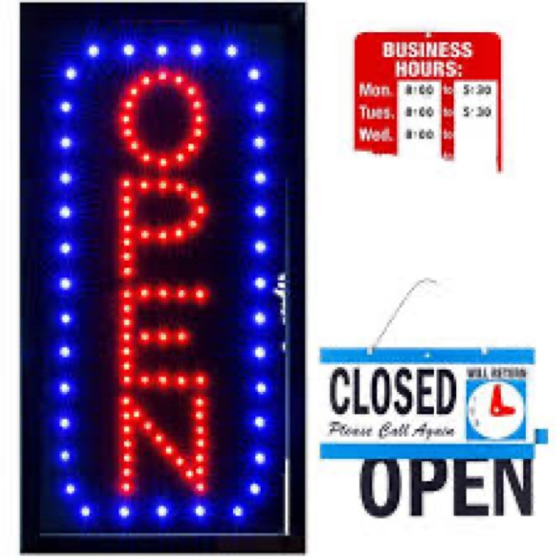 22" x 11" led neon open signs for business ultra bright plug in electric light up large open signs w