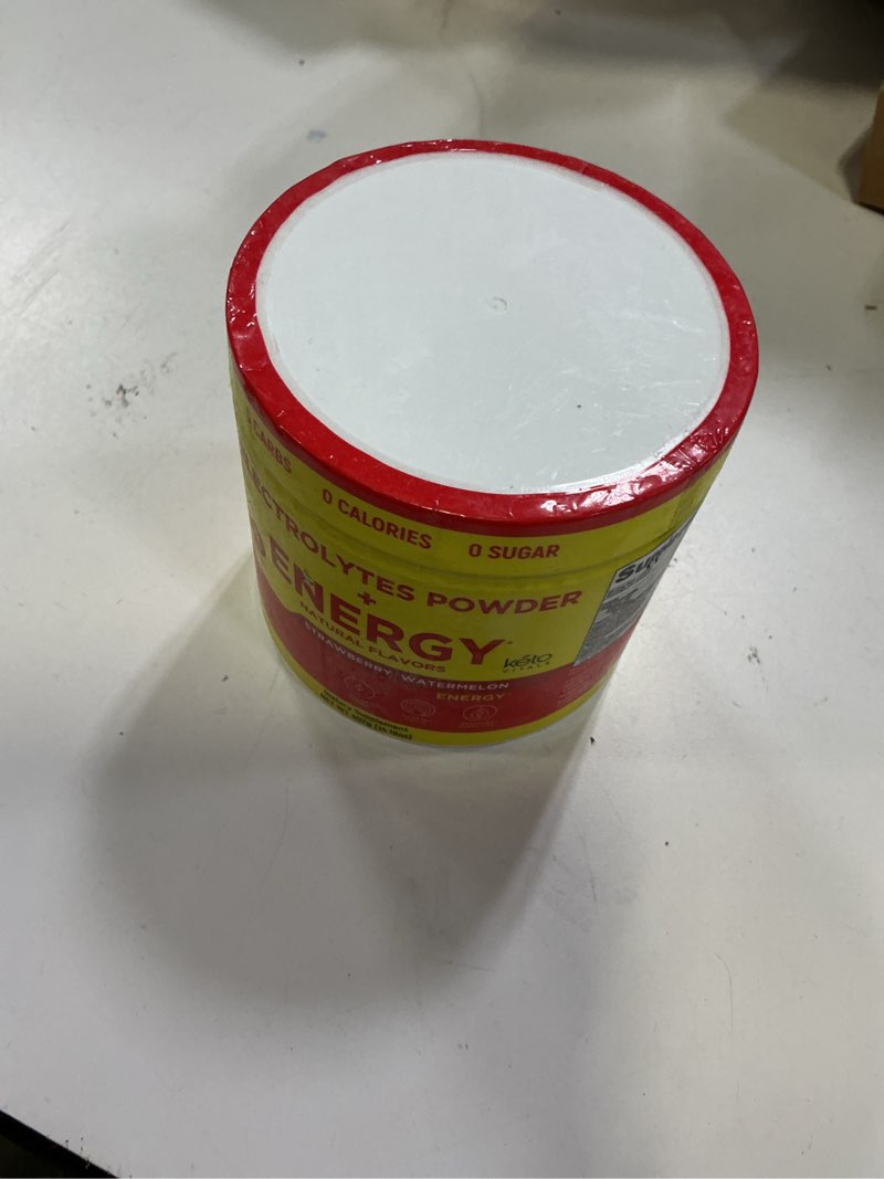 Condition photo showing New/Like New for (bb-03-28)keto vitals energy powder + electrolytes with 100mg natural caffeine, l theanine & organic lion's mane extract - 60 servings energy drink powder for workouts - sugar free electrolytes energy strawberry watermelon