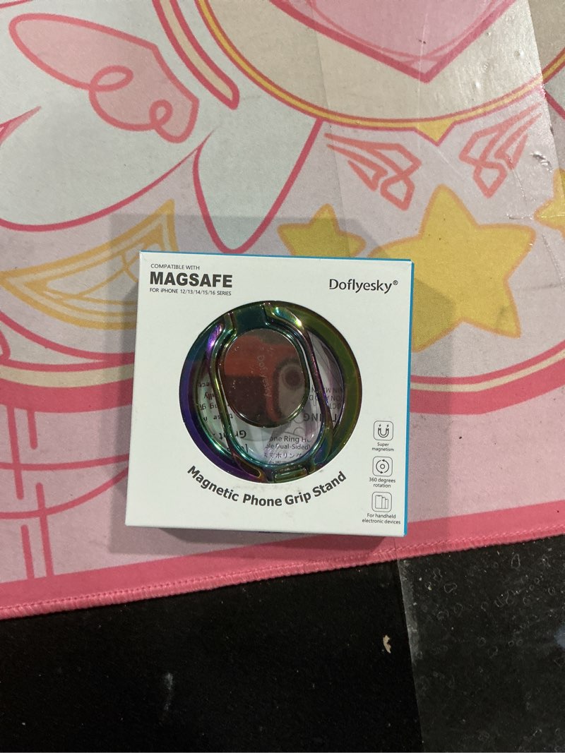 Condition photo showing Good Condition for Magnetic Phone Ring Holder with Magsafe, Double Adjustable Gym Finger Ring Grip, Removable Phone Grip, for iPhone, iPad and Smartphones, Compatible with Magnetic Car Mount (Colorful)