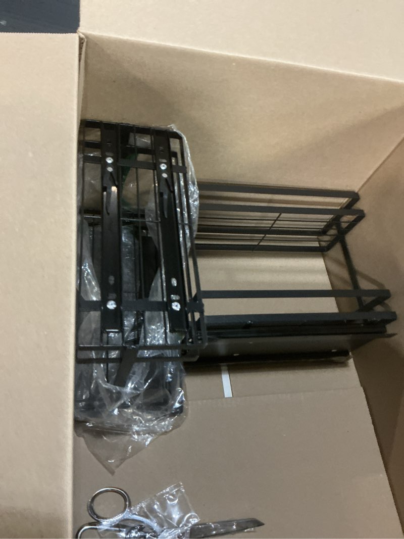 Condition photo showing As Is for 2 pack pull out spice rack organizer for cabinet, 2 tier metal slide out seasoning organizer and storage heavy duty vertical spice rack shelf pullout for kitchen cabinets no drilling (black) black 2