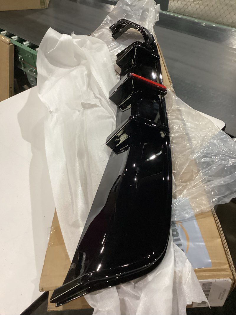 Condition photo showing New/Like New for rear diffuser w/led light fit for bmw 3 series f30 lci 2016 2017 2018 328i/ 330i/ 330e accessories (base/regular model only) replaced rear bumper lower lip splitter exterior part gloss black 2013-2018 dual muffer single out