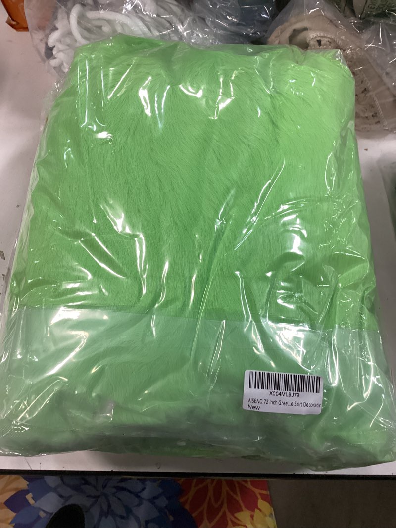 Condition photo showing New/Like New for AISENO 72 Inch Green Christmas Tree Skirt Plush Decoration for Merry Christmas Party - Faux Fur Christmas Tree Skirt Decorations Green 72 INCH