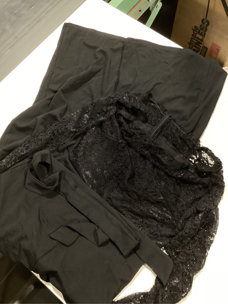 Condition photo showing Good Condition for chicme womens dressy jumpsuits casual one piece outfits off shoulder lace trim overalls straight leg pants black large