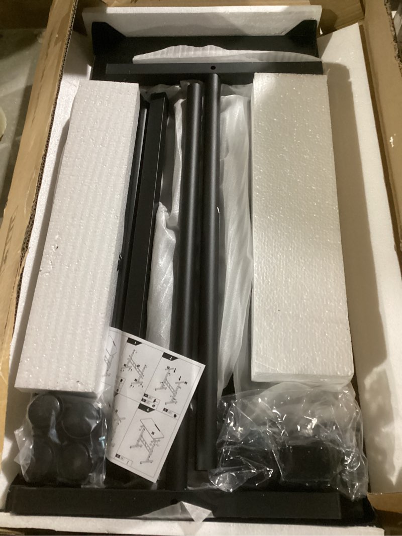 Condition photo showing Good Condition for small standing desk adjustable height, mobile stand up desk with wheels, 32 inch portable rolling desks conference room tablesf for walking pad treadmill black
