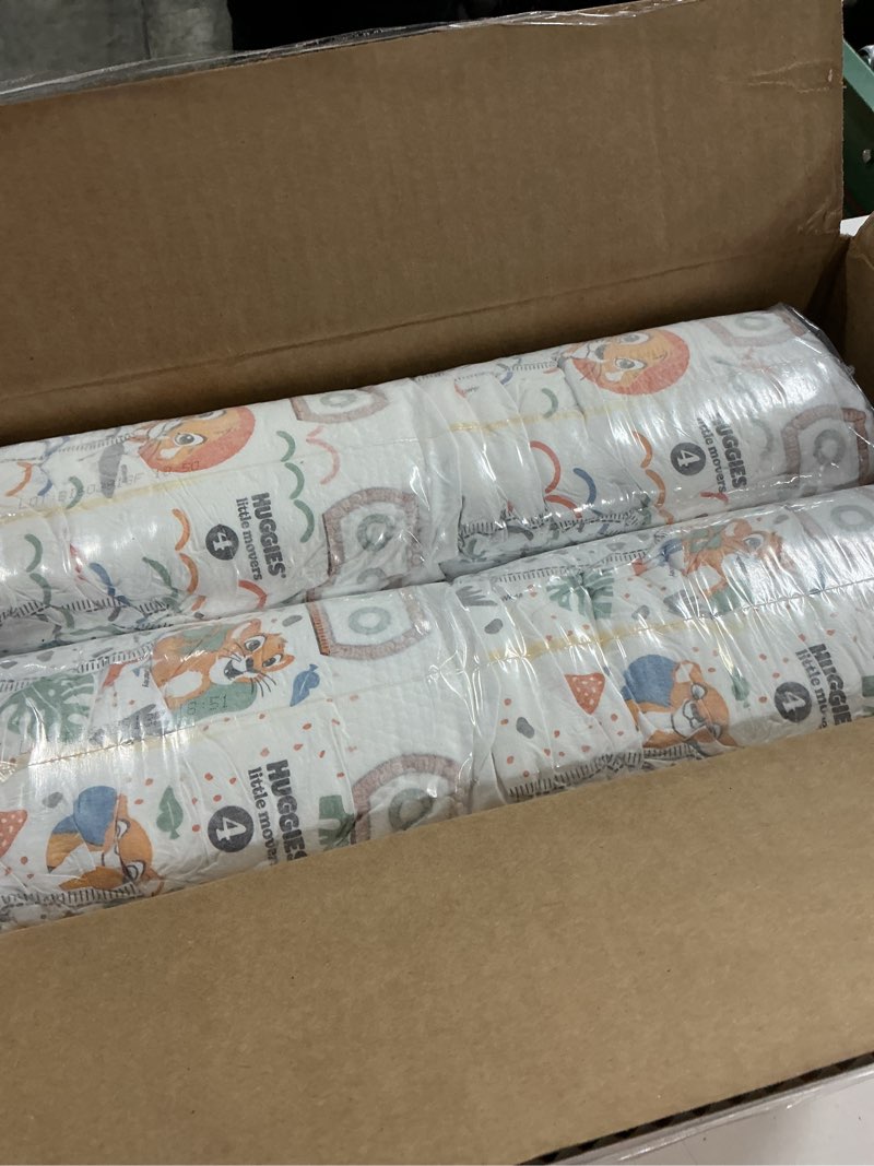 Condition photo showing New/Like New for Huggies Size 4 Diapers, Little Movers Baby Diapers, Size 4 (22-37 lbs), 120 Count, Packaging May Vary Size 4 120