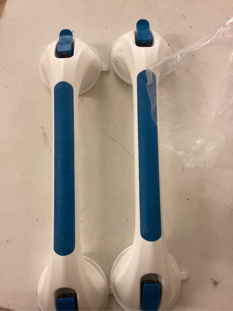 Condition photo showing As Is for taili shower grab bar 2 pack suction grab bars for bathtubs and showers, heavy duty shower handle removable bathroom safety grip for seniors and elderly, shower handrails no drilling waterproof, blue 16.8" blue(2 pack)