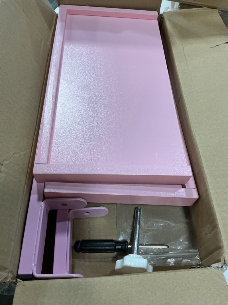 Condition photo showing Good Condition for spacrea clamp on desk shelf, 2 tier office desk shelves organizer, wood desktop supplies storage rack, desk organizers and accessories (pink)