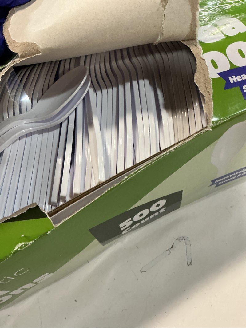 Condition photo showing Good Condition for comfy package [500 count] heavy duty white plastic tea spoons, extra heavyweight disposable tea spoo