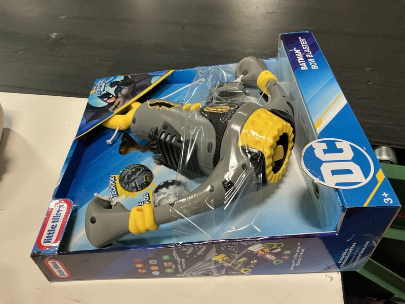 Condition photo showing As Is for little tikes batman bow blaster, dc active play toy blasters, boys and girls ages 3+ years
